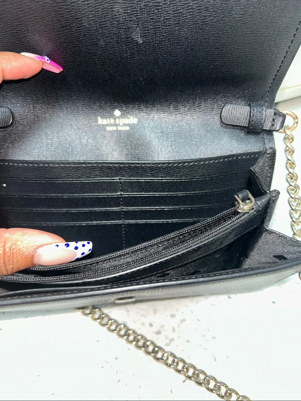 EUC Kate Spade Black Crossbody Wallet on Chain